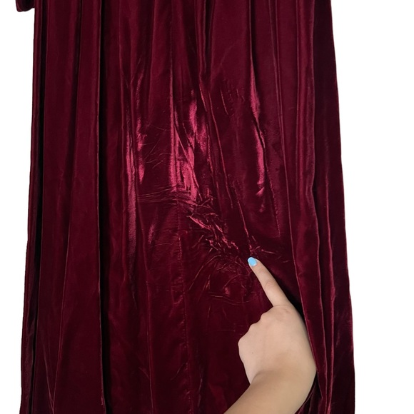 Vintage ILGWU 1980's Wine Velvet Bow V Back Party Dress Union Made Women's Sz 6 - Picture 9 of 16